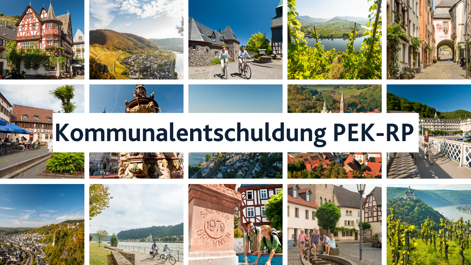 Collage aus vielen Sehenswürdigkeiten und Städten in Rheinland-Pfalz.